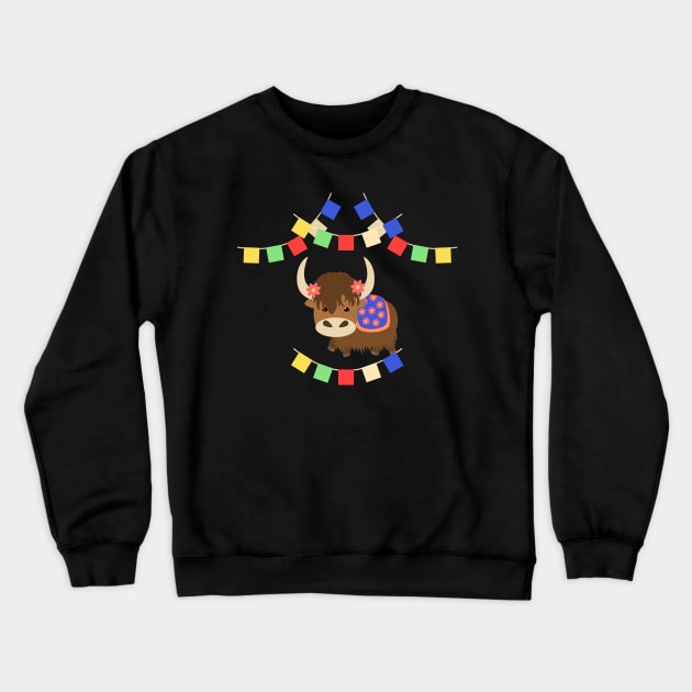 Cute Tibetan Yak Crewneck Sweatshirt by LulululuPainting